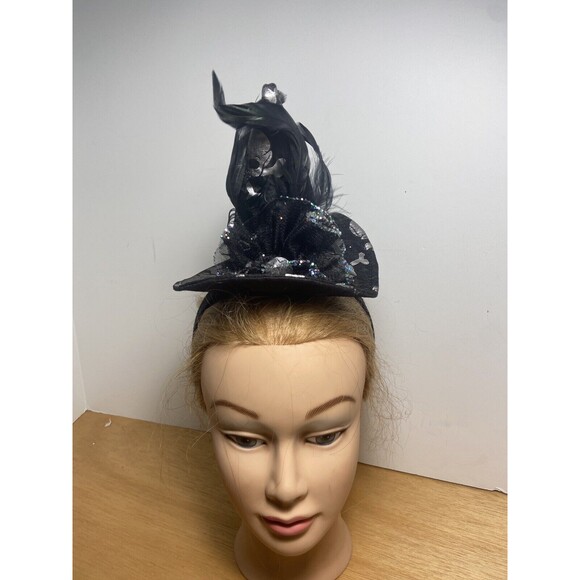 Midwest-CBK Other - Midwest Halloween Party Witch Hat Headband Costume Skulls Black Silver One Size.